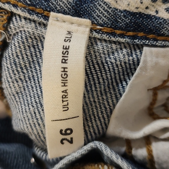 Pacsun Ultra High Rise Slim Button Fly Butterfly Theme Blue Jeans Size 26 - Picture 7 of 8